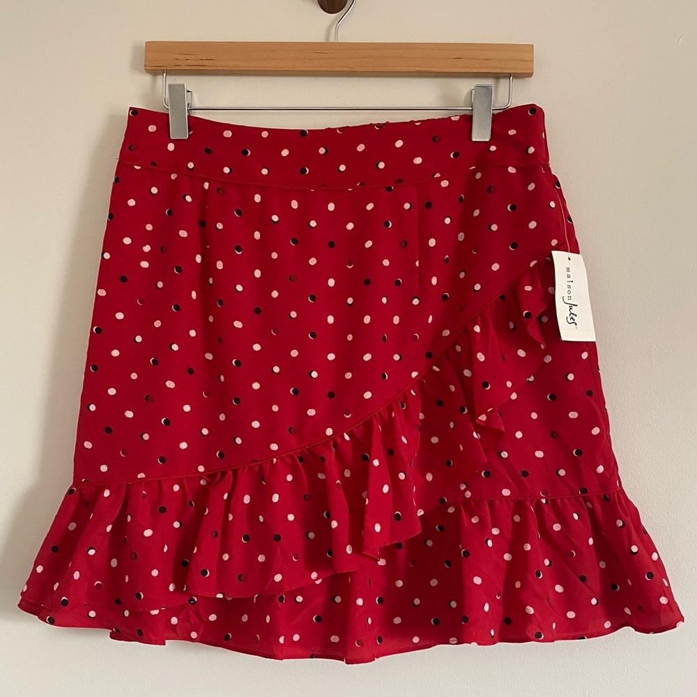 Maison Jules Polka Dot Ruffle Mini Skirt